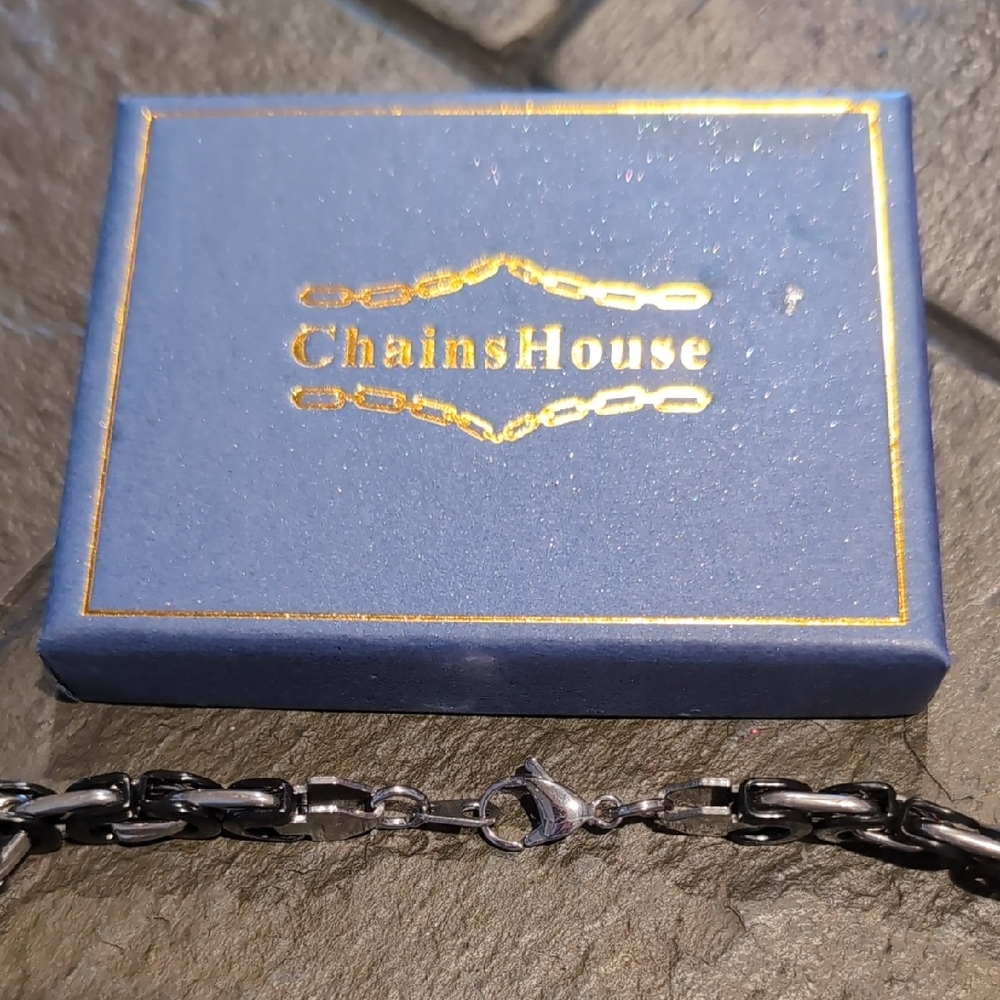 Black and Silver Men's Chain Bracelet